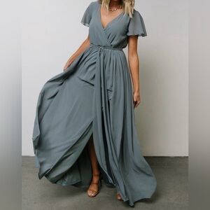 NWT Baltic Born Dusty Blue Kristina Maxi Dress Size Small